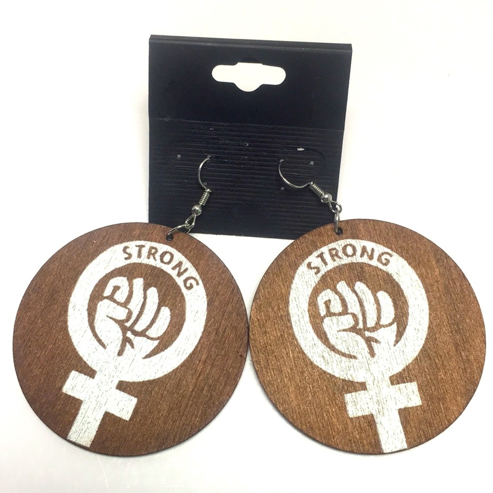 2/$15 Wooden Strong Women Earrings